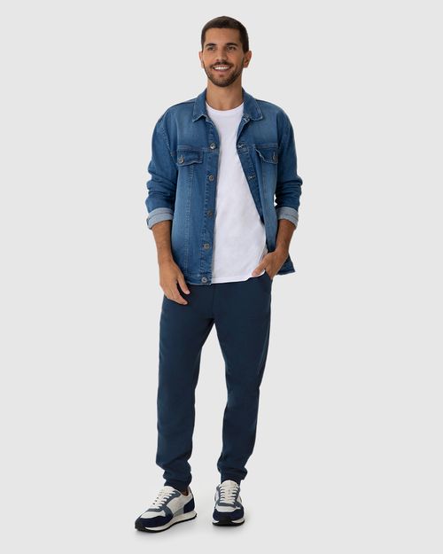 Calça Básica Masculina Jogger Em Moletom Flanelado