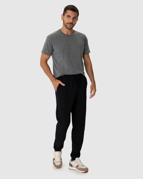 Calça Básica Masculina Jogger Em Moletom Flanelado