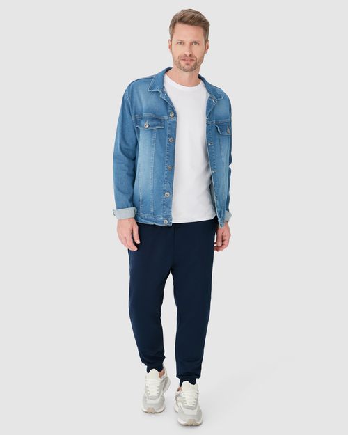 Calça Básica Masculina Jogger Em Moletom Sem Flanela