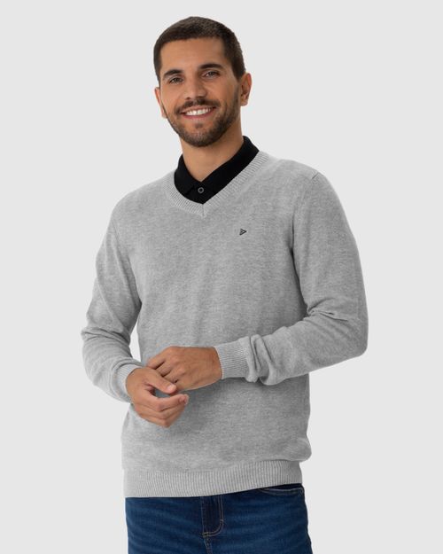 Suéter Básico Masculino Decote V Em Tricô