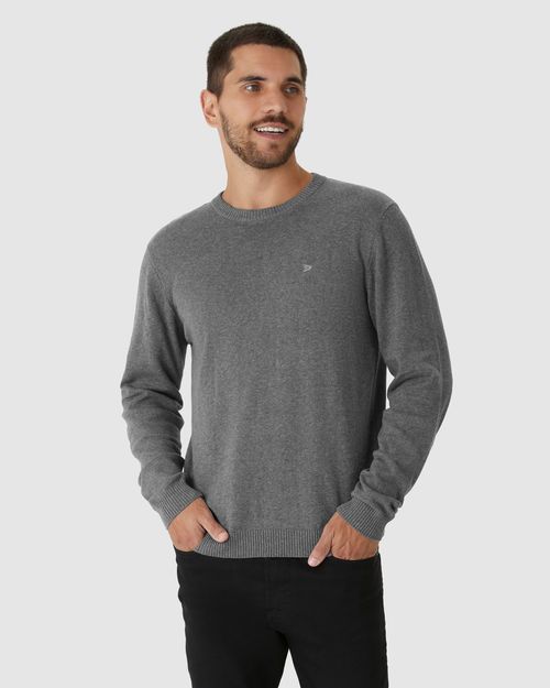 Blusão Básico Masculino Decote Redondo Em Tricô