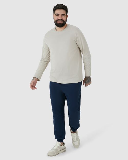 Calça Básica Masculina Plus Size Jogger Em Moletom