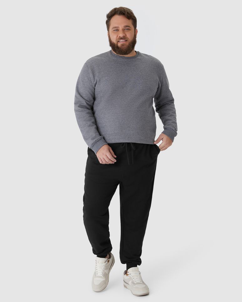 Calça Básica Masculina Plus Size Jogger Em Moletom