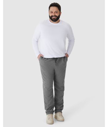 Calça Básica Masculina Plus Size Em Moletom Flanelado