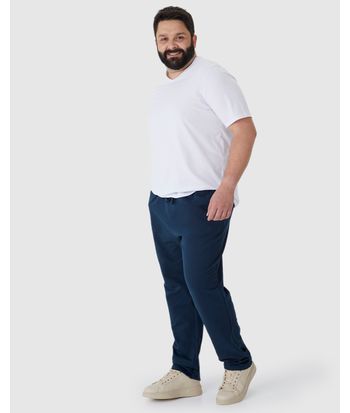 Calça Básica Masculina Plus Size Em Moletom Flanelado