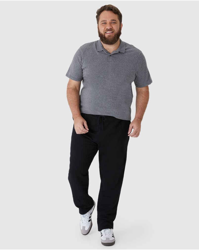 Calça Básica Masculina Plus Size Em Moletom Flaneladopreto Malwee