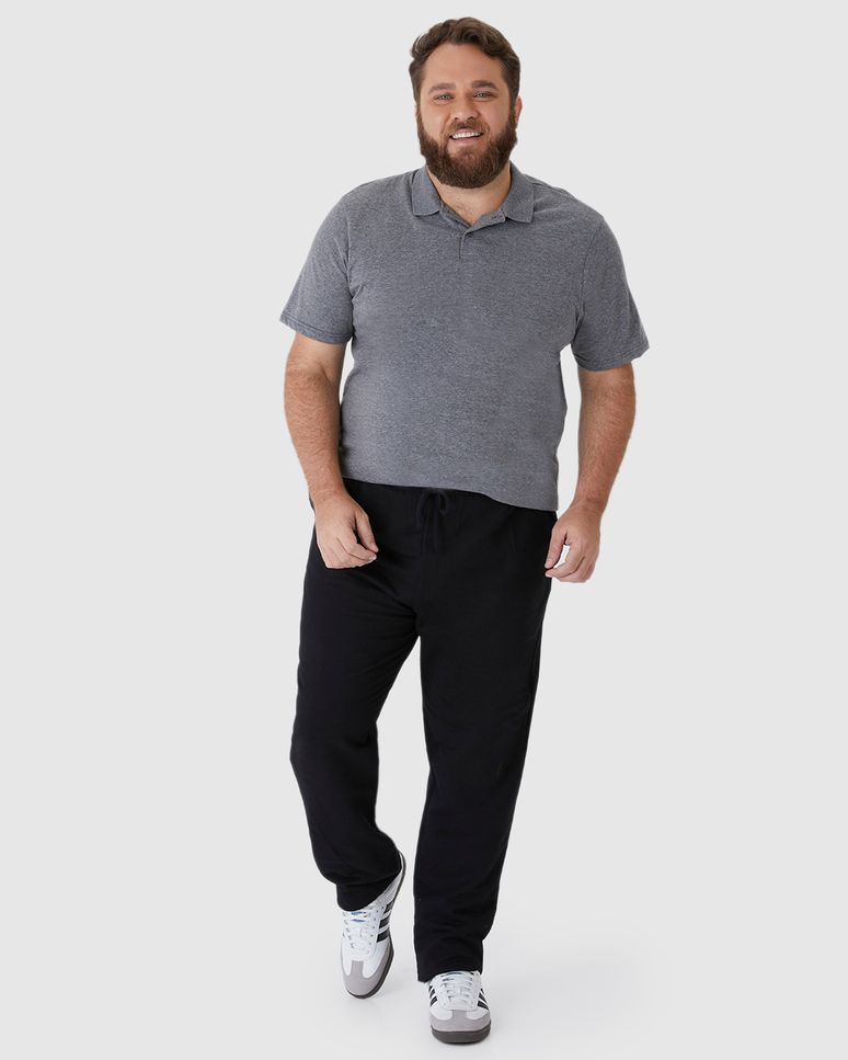Calça Básica Masculina Plus Size Em Moletom Flanelado