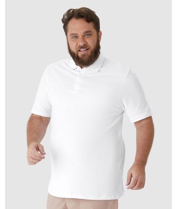 Camisa Polo Básica Masculina Plus Size Em Piquet Stretch
