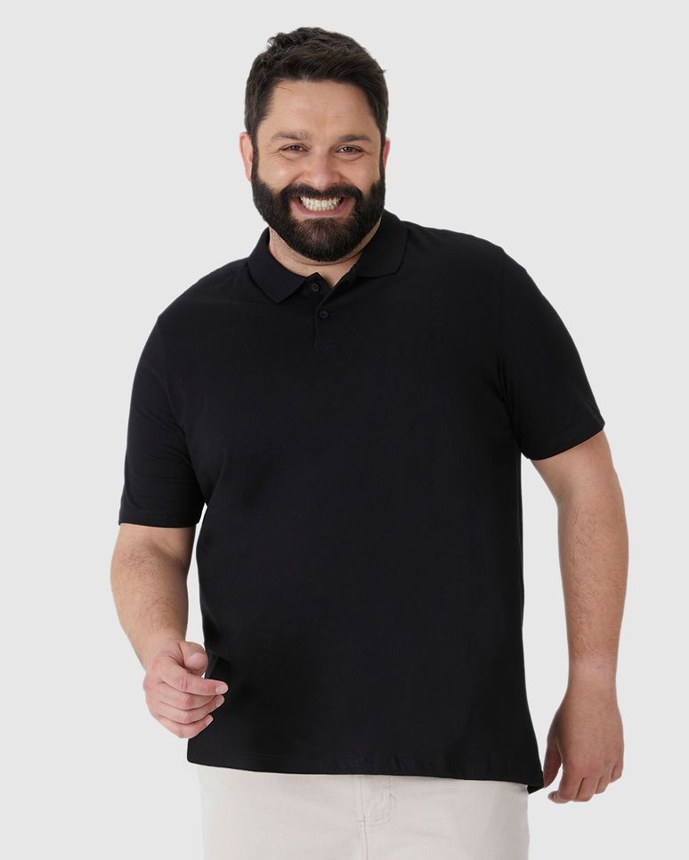 Camisa Polo Básica Masculina Plus Size Em Algodão