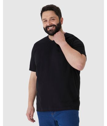 Camiseta Básica Masculina Plus Size Decote V Em Algodão