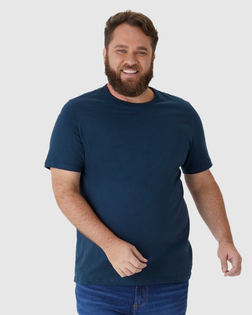 Camiseta Básica Masculina Plus Size Decote Redondo Em Algodão