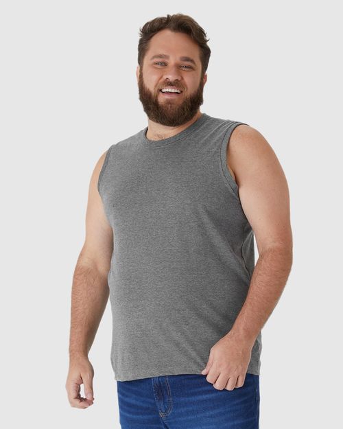 Regata Básica Masculina Plus Size Cava Ajustada Em Algodão