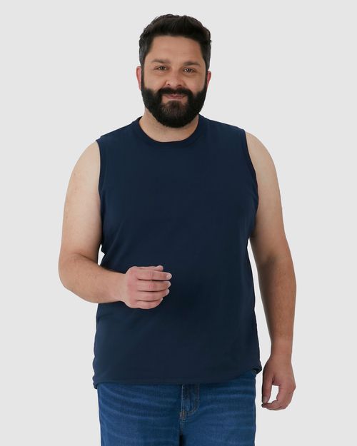 Regata Básica Masculina Plus Size Cava Ajustada Em Algodão