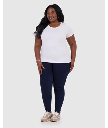 Blusa Básica Feminina Plus Size Decote Redondo Em Algodão