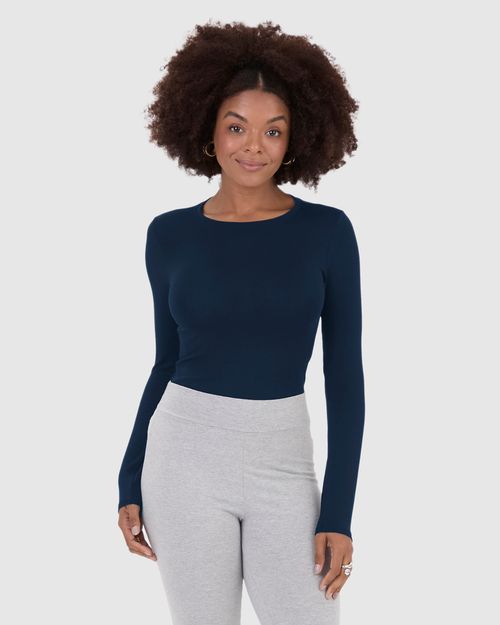 Blusa Básica Feminina Decote Redondo Em Viscose Stretch