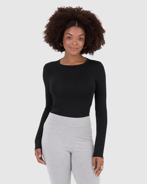 Blusa Básica Feminina Decote Redondo Em Viscose Stretch
