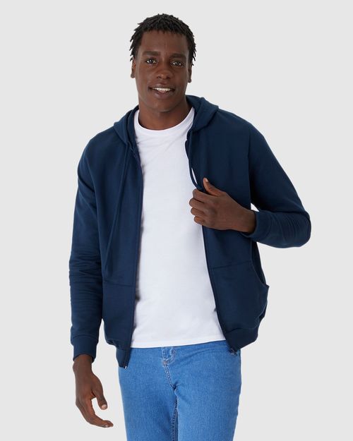 Jaqueta Básica Masculina Com Capuz Em Moletom