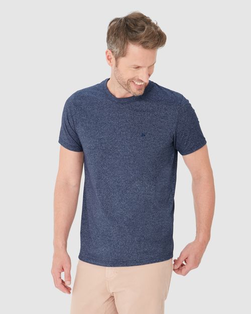 Camiseta Básica Masculina Bordada Em Malha Rajada