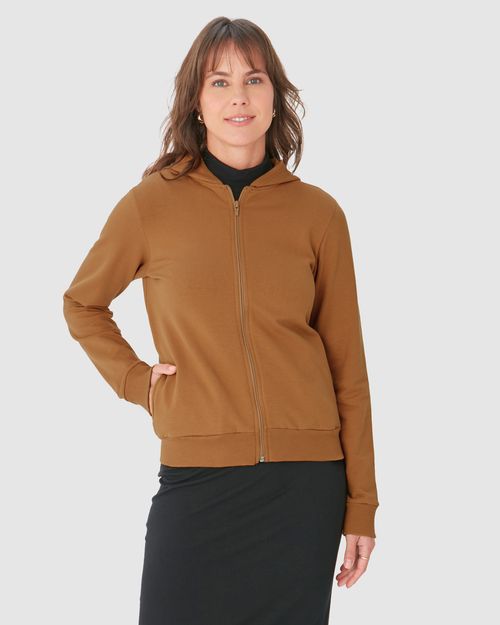 Jaqueta Básica Feminina Com Capuz Moletom Stretch Flanelado