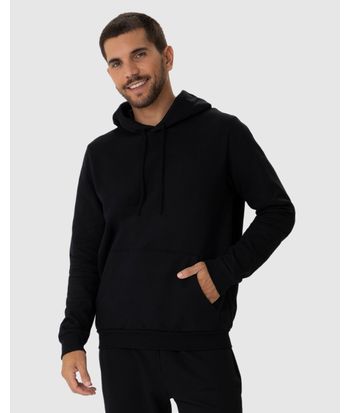 Blusão Básico Masculino Com Capuz Em Moletom Flanelado