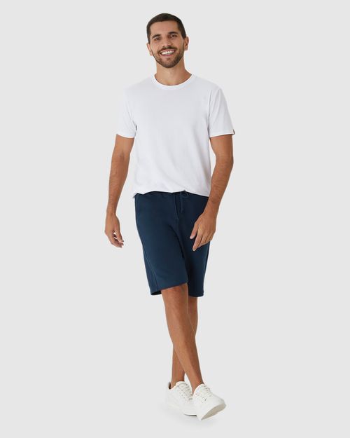 Bermuda Básica Masculina Cintura Média Em Moletom Sem Flanela