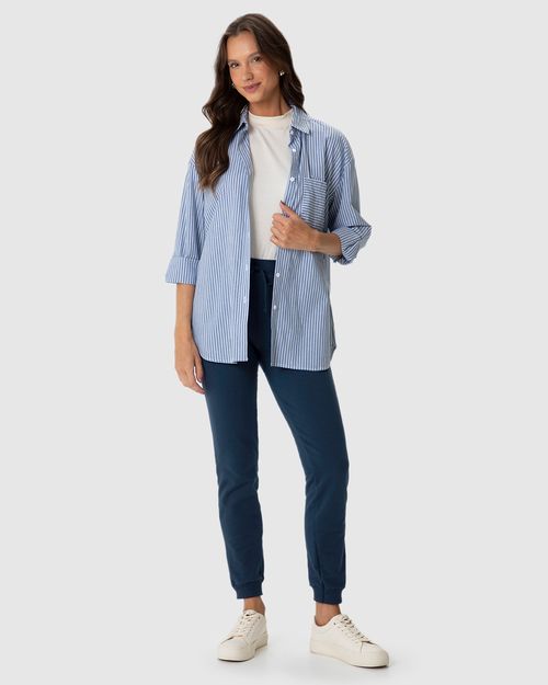 Calça Básica Feminina Jogger Bolso Faca Em Moletom Stretch Flanelado