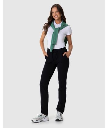 Calça Básica Feminina Reta Em Moletom Stretch Flanelado