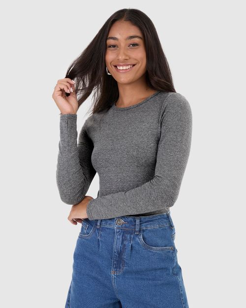 Blusa Básica Feminina Decote Redondo Em Algodão