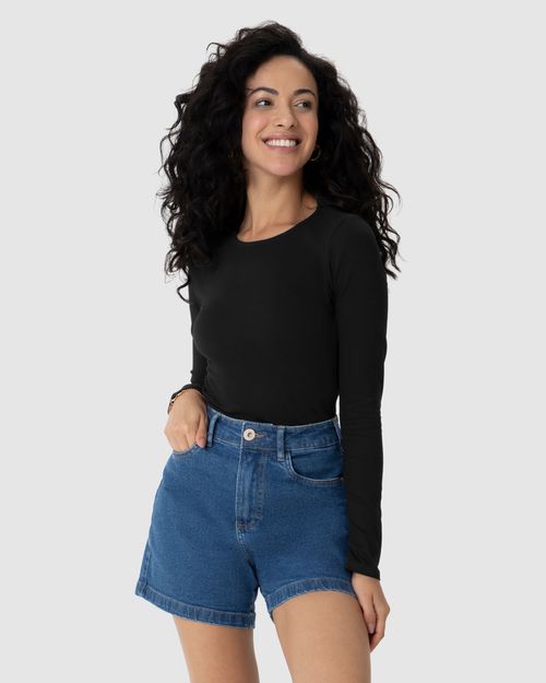Blusa Básica Feminina Decote Redondo Em Algodão