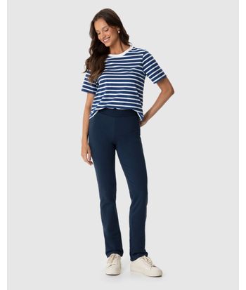 Calça Básica Feminina Cós Elástico Em Moletom Stretch Flanelado
