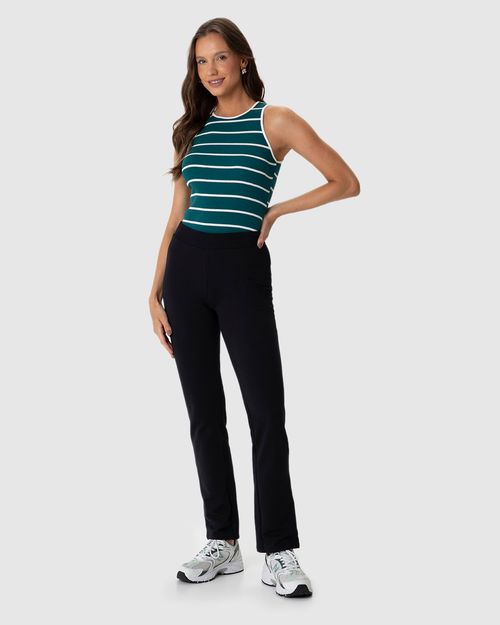 Calça Básica Feminina Cós Elástico Em Moletom Stretch Flanelado