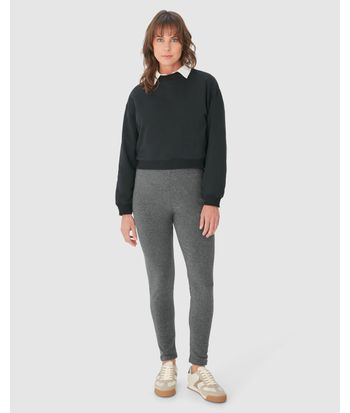 Calça Legging Básica Feminina Em Moletom Stretch Flanelado