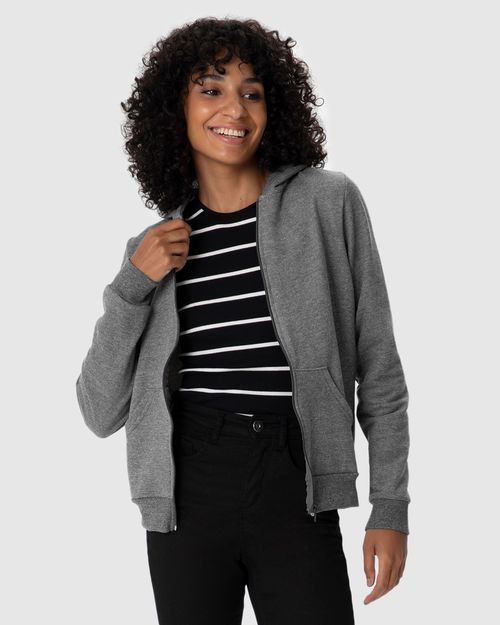 Jaqueta Básica Feminina Com Capuz Moletom Flanelado
