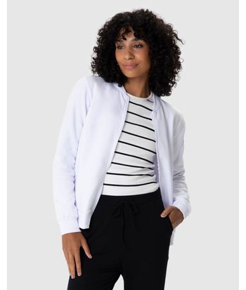 Jaqueta Básica Feminina Bolso Lateral Em Moletom Flanelado