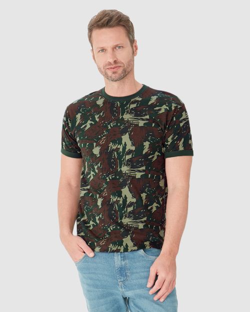 Camiseta Masculina Estampa Camuflada Em Algodão