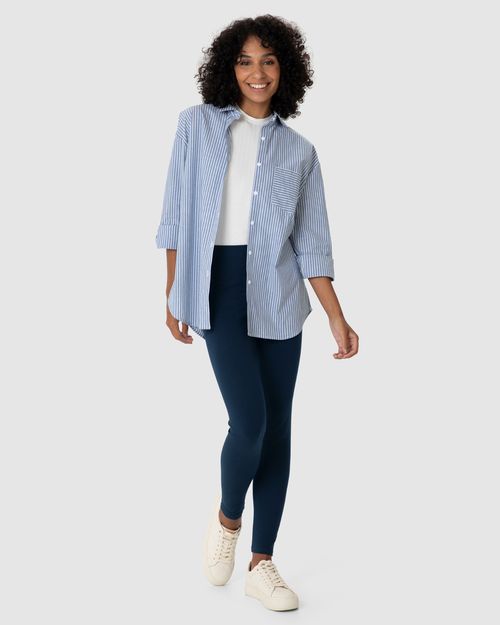 Calça Legging Básica Feminina Cintura Média Em Algodão