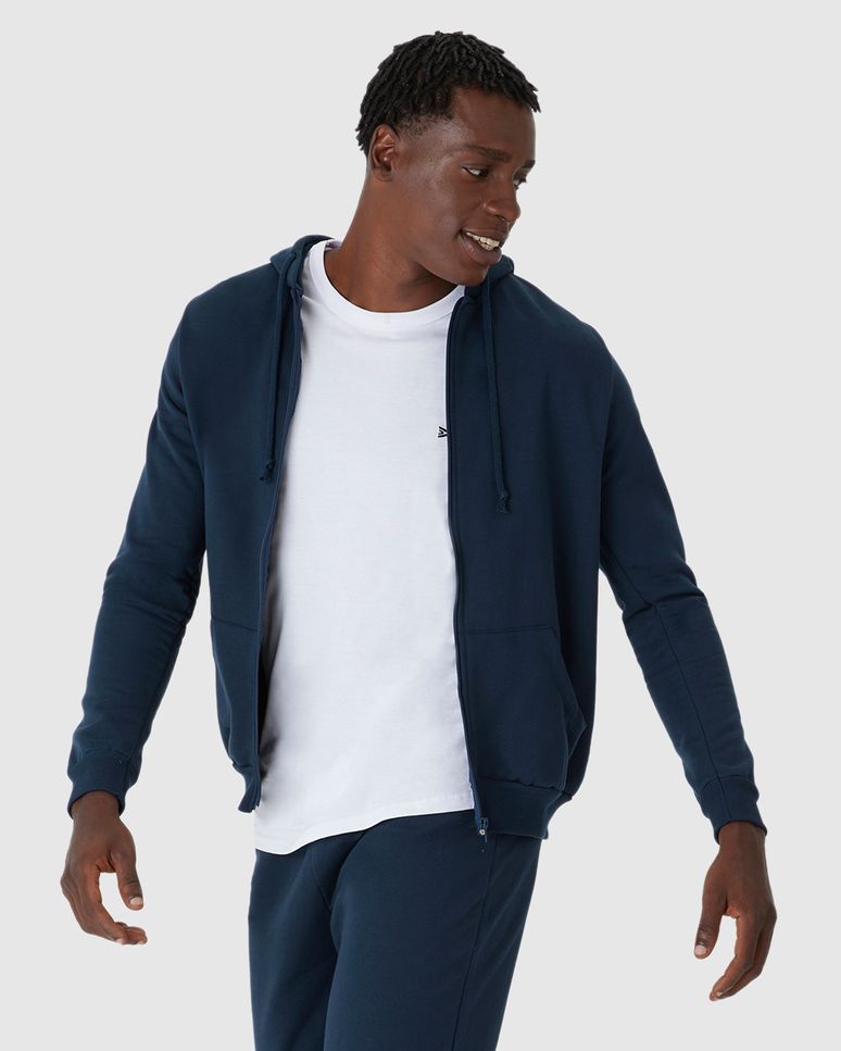 Jaqueta Básica Masculina Com Capuz Em Moletom Flanelado