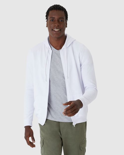 Jaqueta Básica Masculina Com Capuz Em Moletom Flanelado