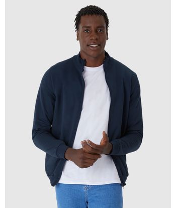 Jaqueta Básica Masculina Gola Alta Em Moletom Flanelado