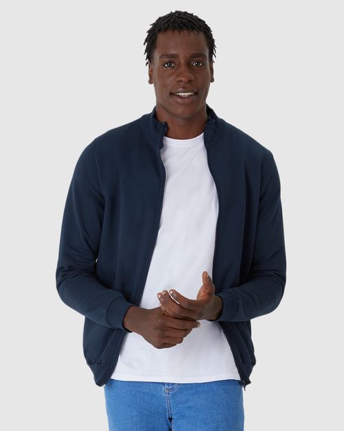 Jaqueta Básica Masculina Gola Alta Em Moletom Flanelado