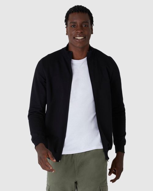 Jaqueta Básica Masculina Gola Alta Em Moletom Flanelado
