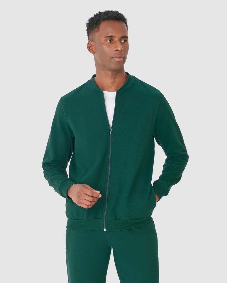 Jaqueta Básica Masculina Gola Redonda Em Moletom Flanelado