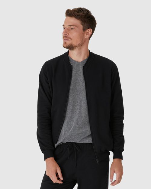 Jaqueta Básica Masculina Gola Redonda Em Moletom Flanelado