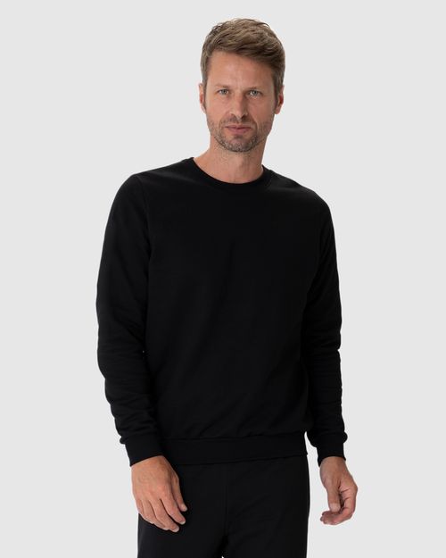 Blusão Básico Masculino Decote Redondo Em Moletom Flanelado