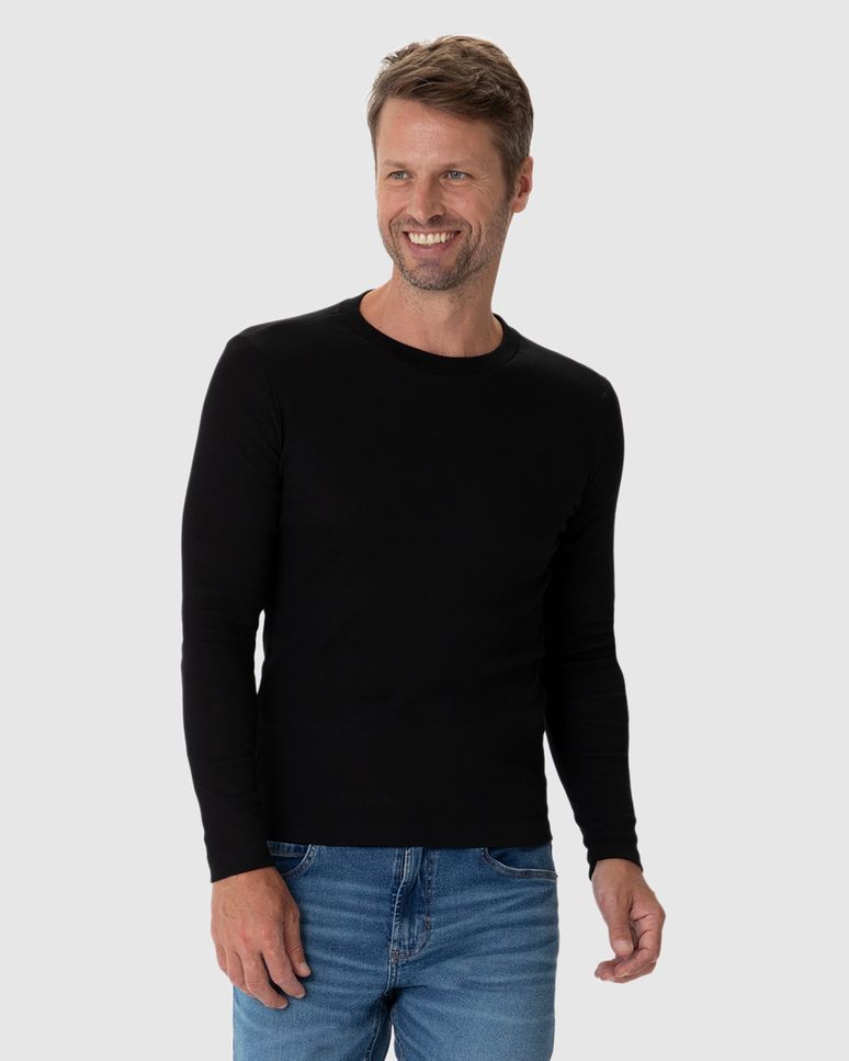 Camiseta Básica Masculina Manga Longa Em Ribana