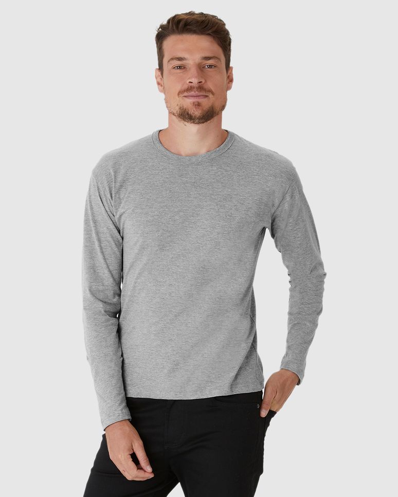 Camiseta Básica Masculina Manga Longa Em Algodão