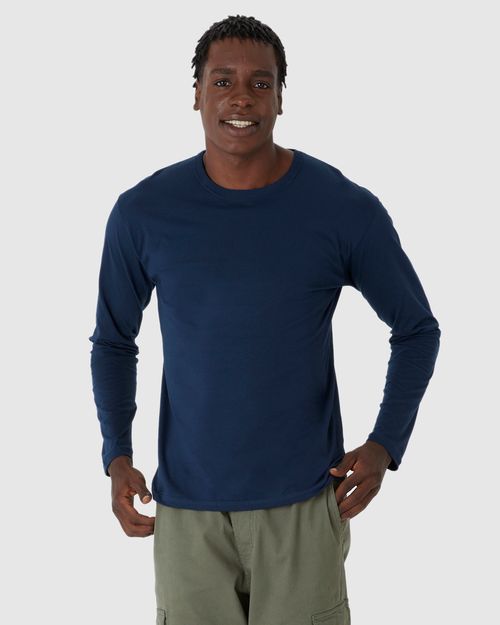 Camiseta Básica Masculina Manga Longa Em Algodão