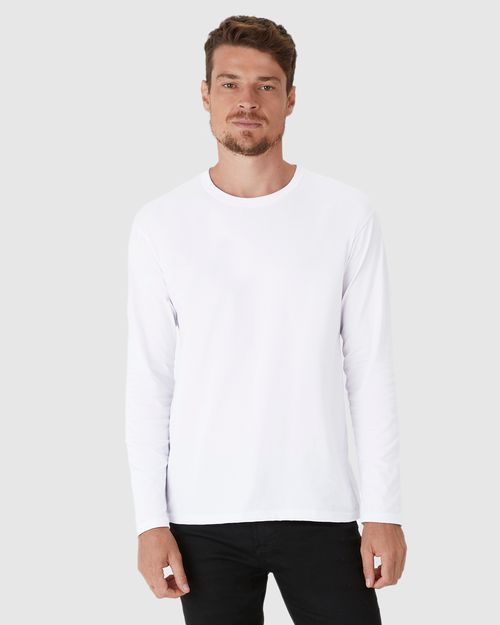 Camiseta Básica Masculina Manga Longa Em Algodão