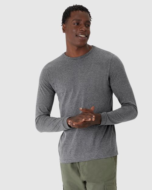 Camiseta Básica Masculina Punho Aplicado Em Algodão