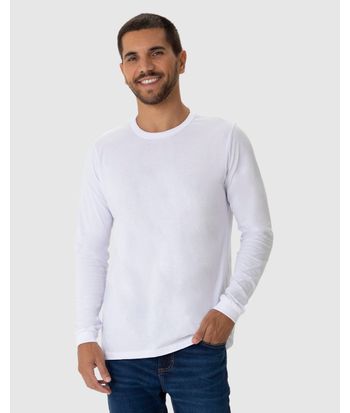 Camiseta Básica Masculina Punho Aplicado Em Algodão